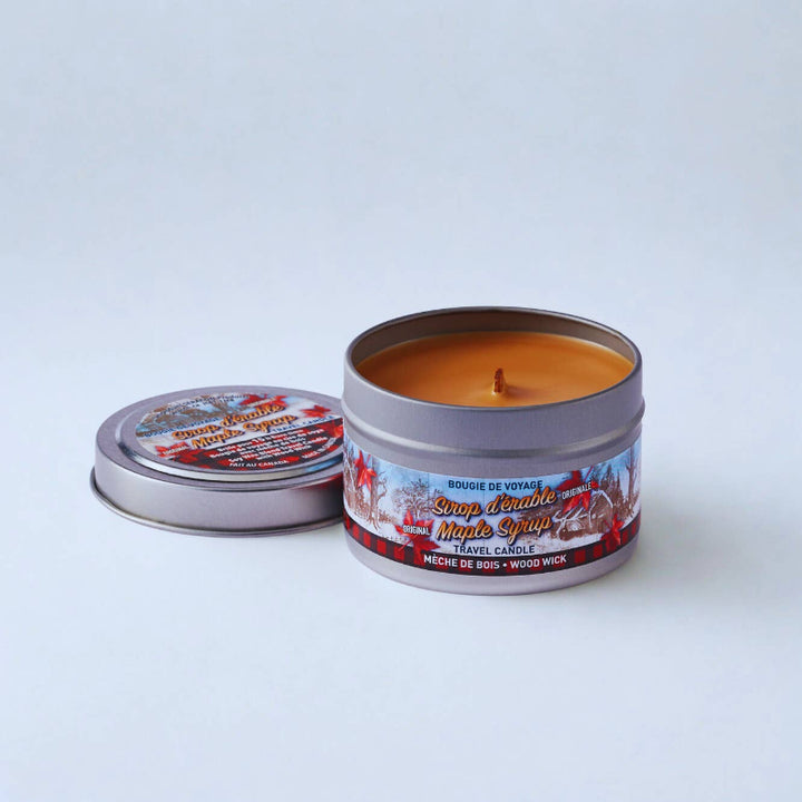 Bougie au sirop d'érable Seracon avec mèche en bois