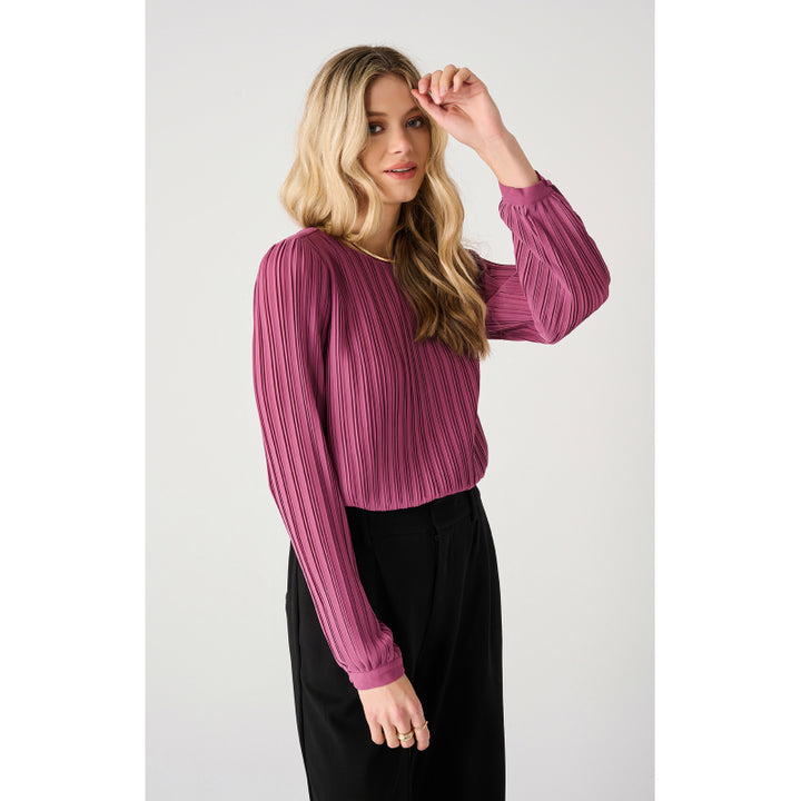 Black Tape Long Sleeve Pleated Blouse