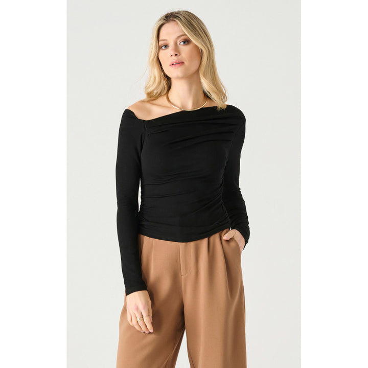 Black Tape Long Sleeve Draped Top