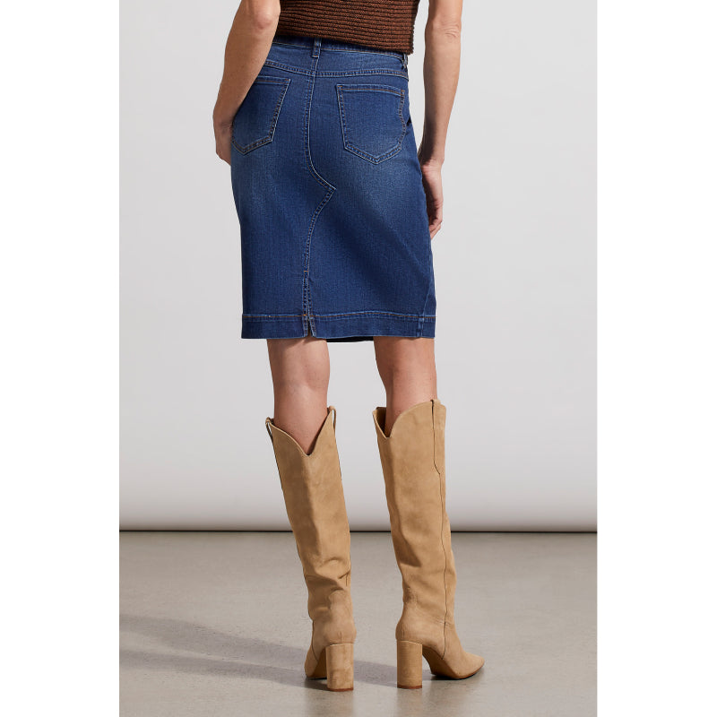 Tribal Pull On Knee Length Denim Skirt