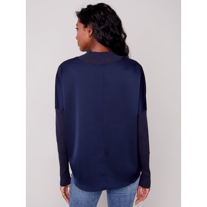 Charlie B Mock-Neck Satin-Knit Top