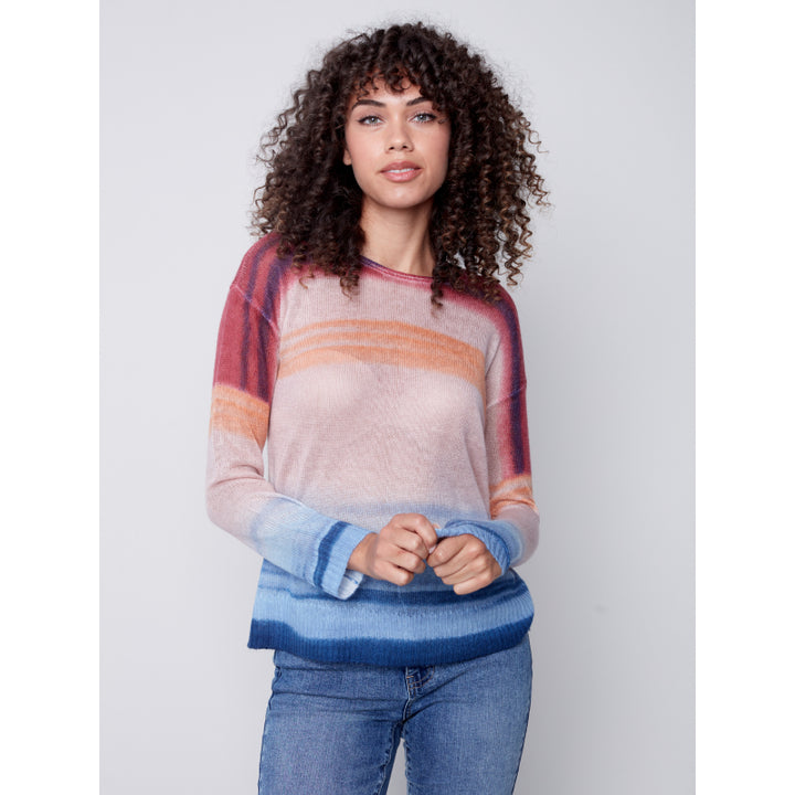 Charlie B Printed Sheer Knit Sweater