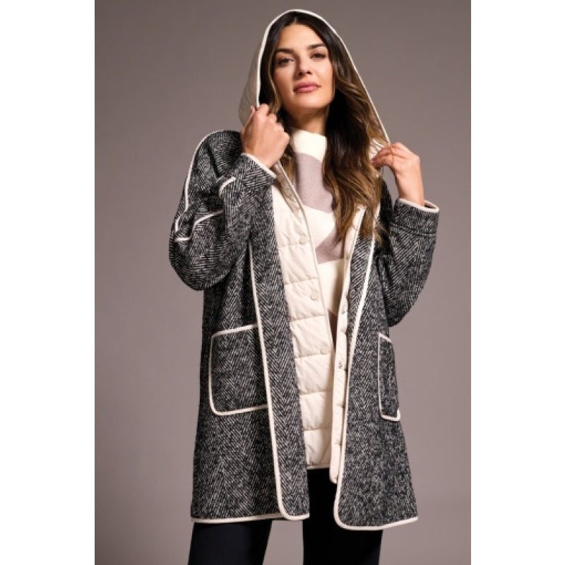 Manteau long à capuche et à empiècement Tribal