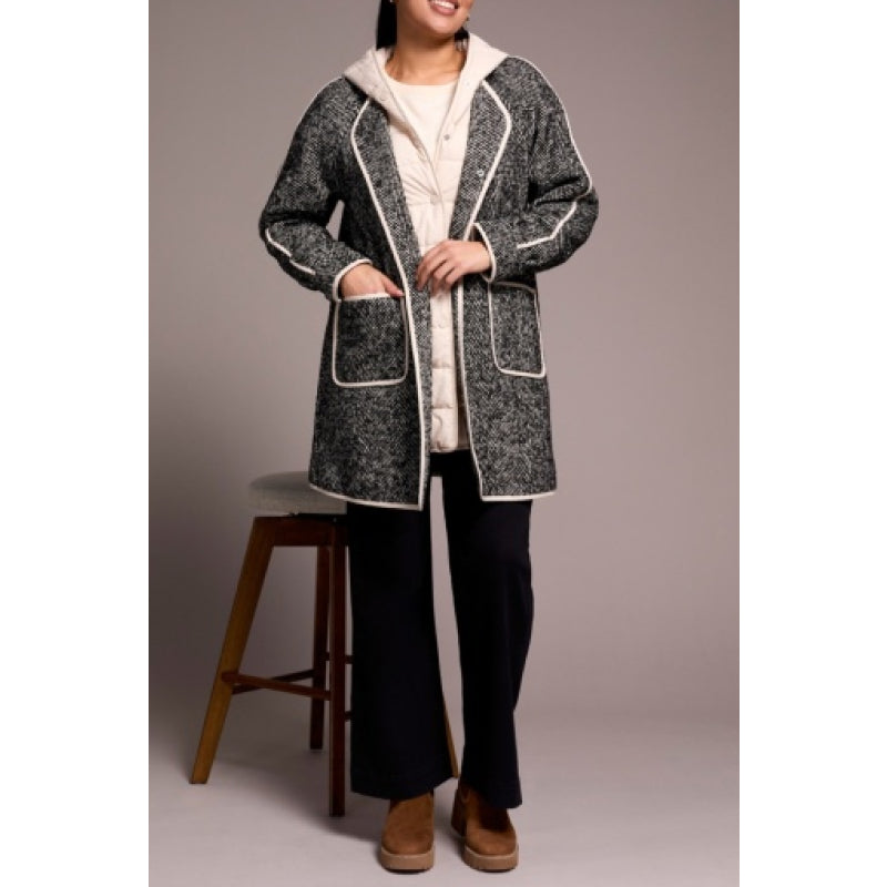 Manteau long à capuche et à empiècement Tribal
