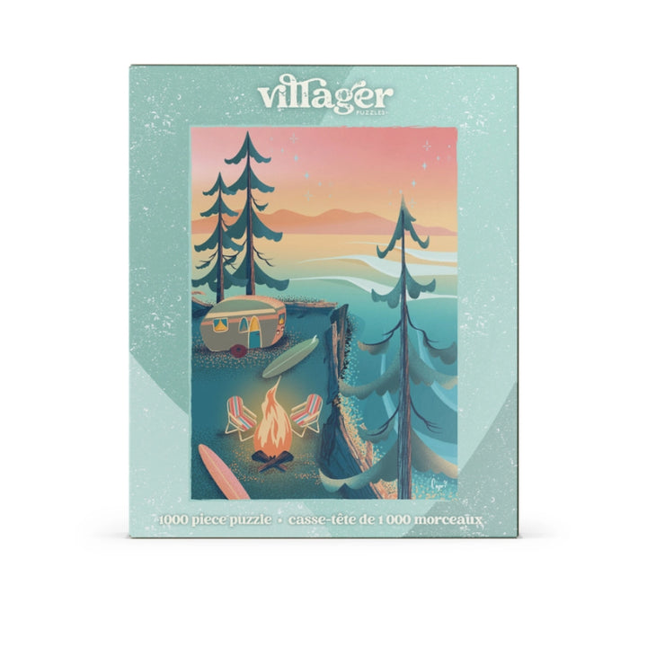 Casse-tête des Villageois - Camping Côtier | Puzzle de 1000 pièces