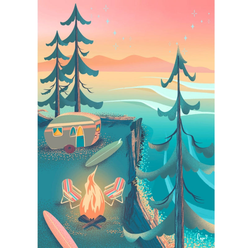 Casse-tête des Villageois - Camping Côtier | Puzzle de 1000 pièces