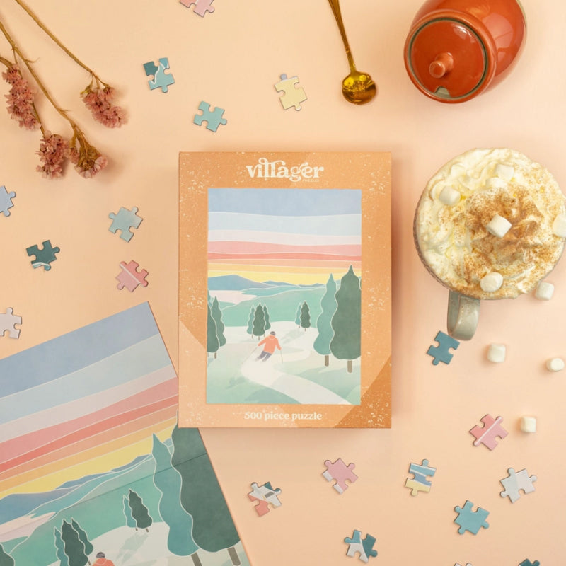 Casse-têtes de Villageois - Ski au coucher du soleil | Puzzle de 500 pièces