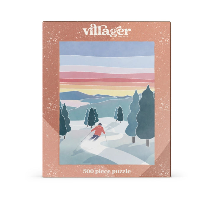 Casse-têtes de Villageois - Ski au coucher du soleil | Puzzle de 500 pièces