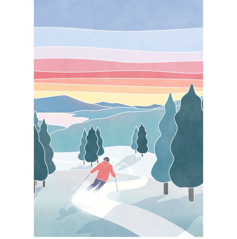 Casse-têtes de Villageois - Ski au coucher du soleil | Puzzle de 500 pièces