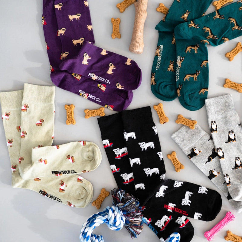 Friday Sock Co. - Chaussettes dépareillées bouledogue pour homme