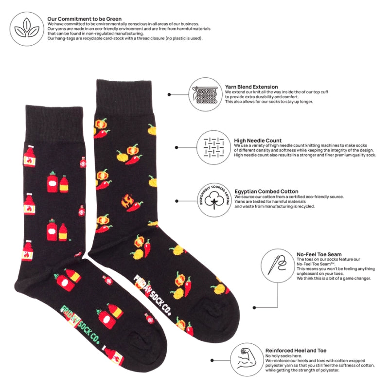 Friday Sock Co. - Chaussettes fantaisie pour homme motif sauce piquante