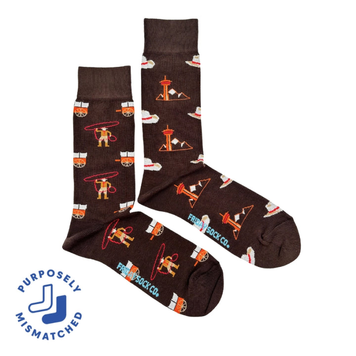 Friday Sock Co. - Chaussettes mi-mollet dépareillées Rétro Rodéo pour hommes