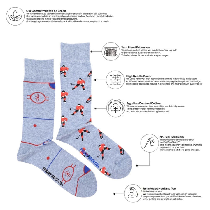 Friday Sock Co. - Chaussettes homme Terrain de hockey et joueur