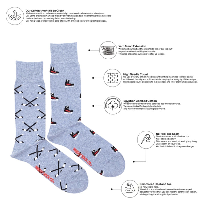 Friday Sock Co. – Chaussettes de hockey pour hommes (patins et crosse)