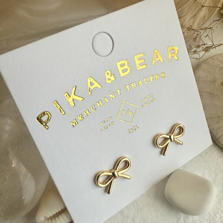 Pika & Bear boucles d'oreilles clous « Zooey » avec nœud