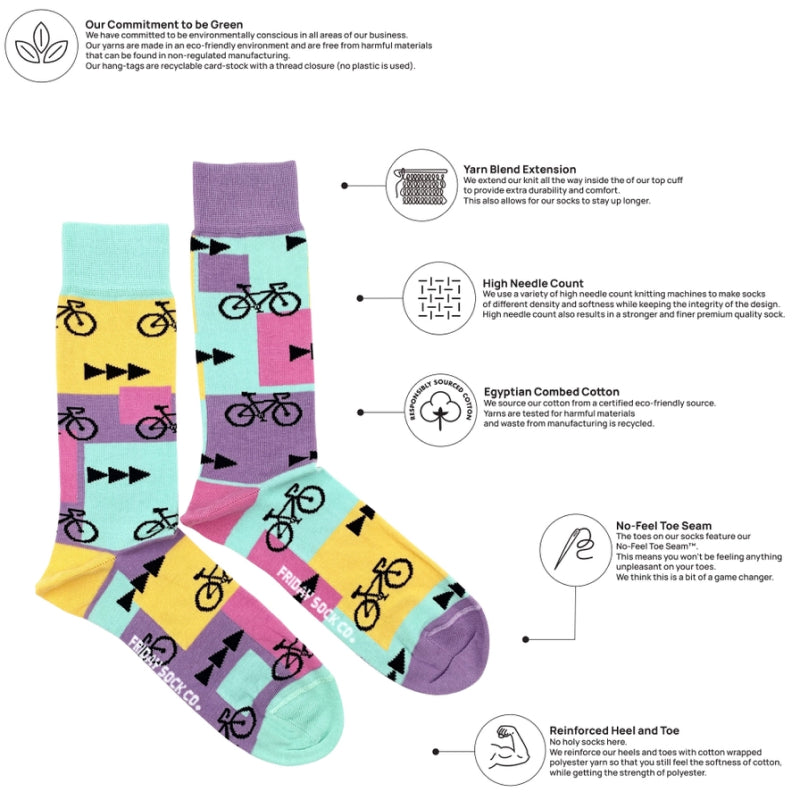 Friday Sock Co. Chaussettes dépareillées vélo de route années 80 pour homme