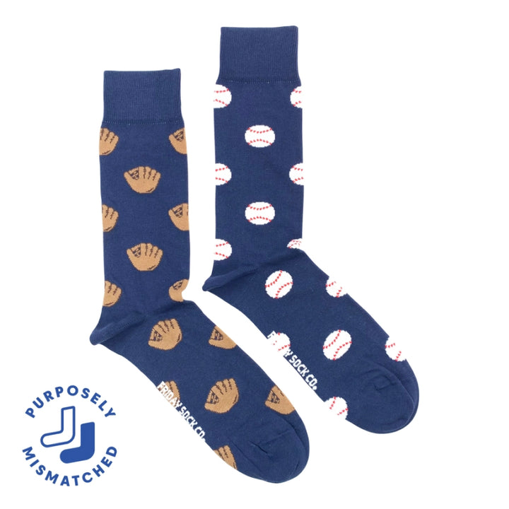 Friday Sock Co. Chaussettes Dépareillées Homme Gant de Baseball et Balle de Baseball
