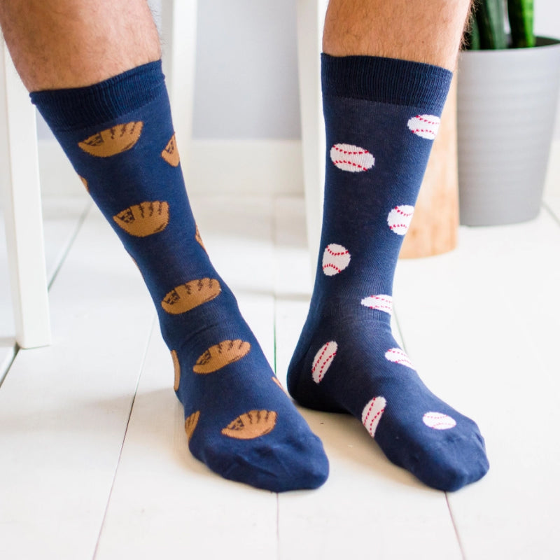 Friday Sock Co. Chaussettes Dépareillées Homme Gant de Baseball et Balle de Baseball