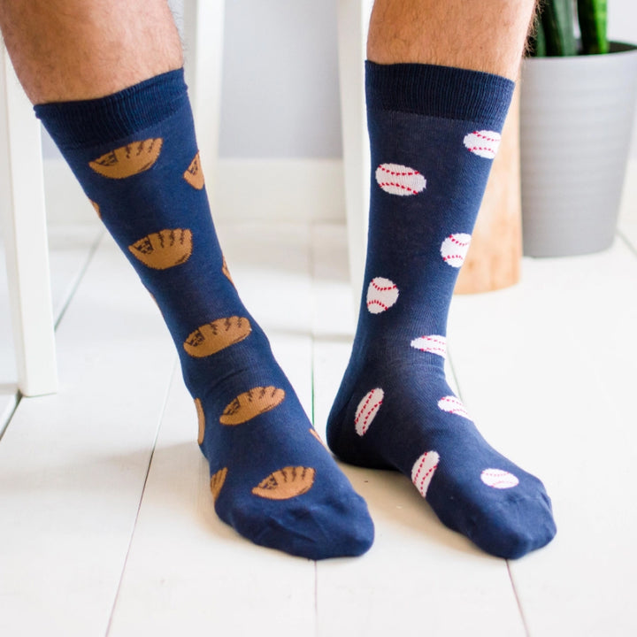 Friday Sock Co. Chaussettes Dépareillées Homme Gant de Baseball et Balle de Baseball