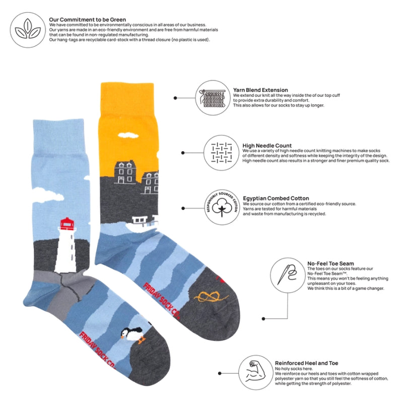 Friday Sock Co. Chaussettes pour hommes paysages canadiens de la côte Est