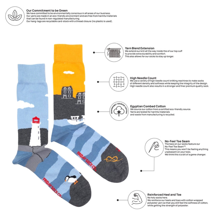 Friday Sock Co. Chaussettes pour hommes paysages canadiens de la côte Est
