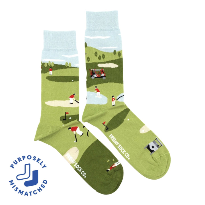 Friday Sock Co. Chaussettes pour hommes Scène de golf amusante