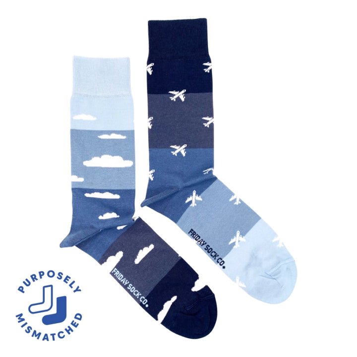 Friday Sock Co. Chaussettes pour hommes Motifs Avions et Nuages
