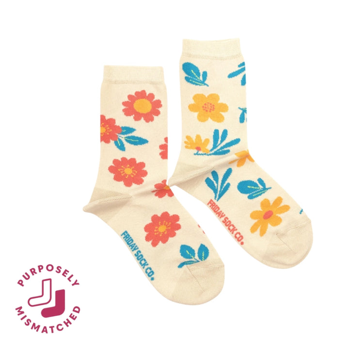 Chaussettes fantaisie dépareillées pour femme Friday Sock Co. à motif floral