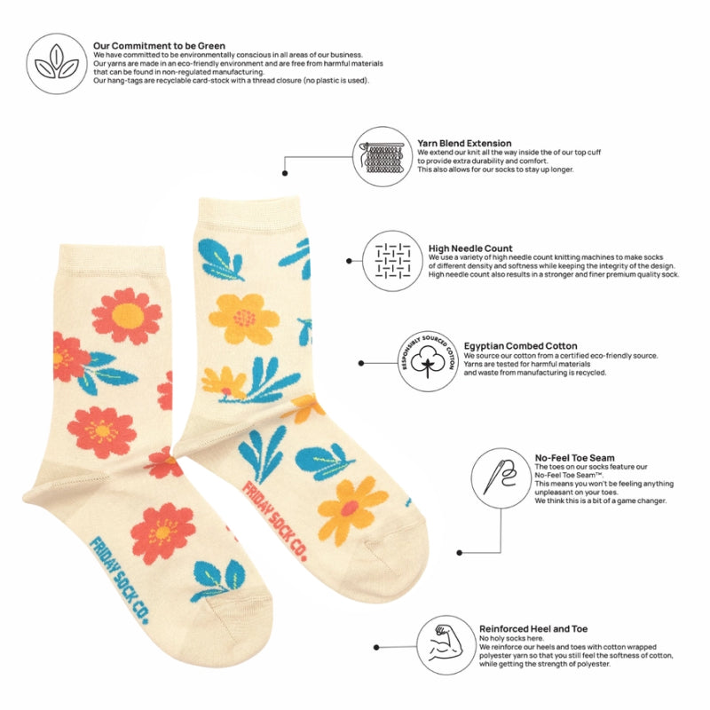 Chaussettes fantaisie dépareillées pour femme Friday Sock Co. à motif floral