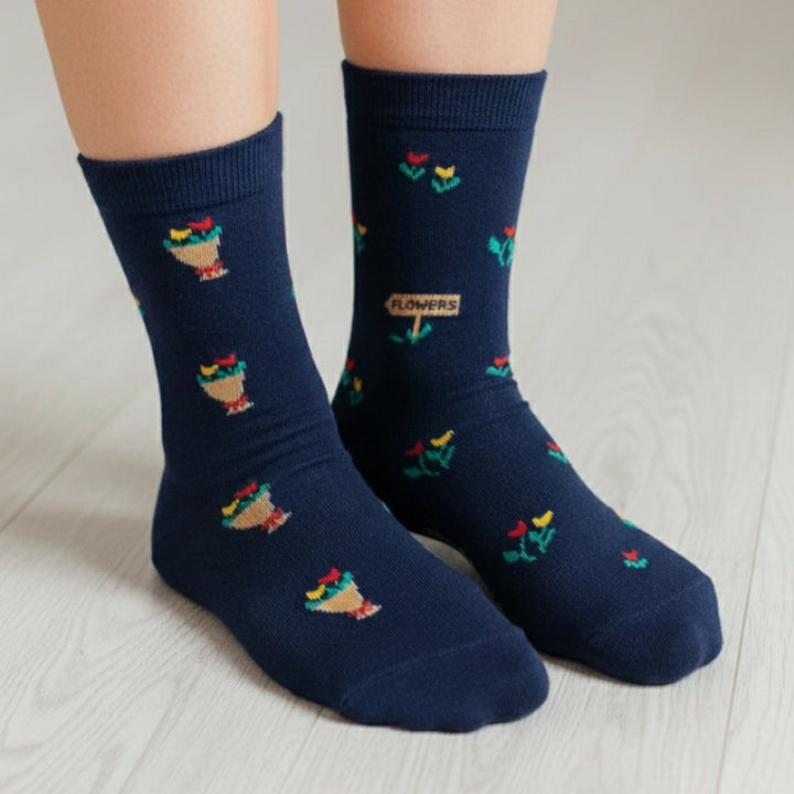 Friday Sock Co. Chaussettes Dépareillées à Motifs de Tulipes pour Femme