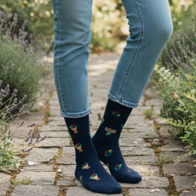 Friday Sock Co. Chaussettes Dépareillées à Motifs de Tulipes pour Femme
