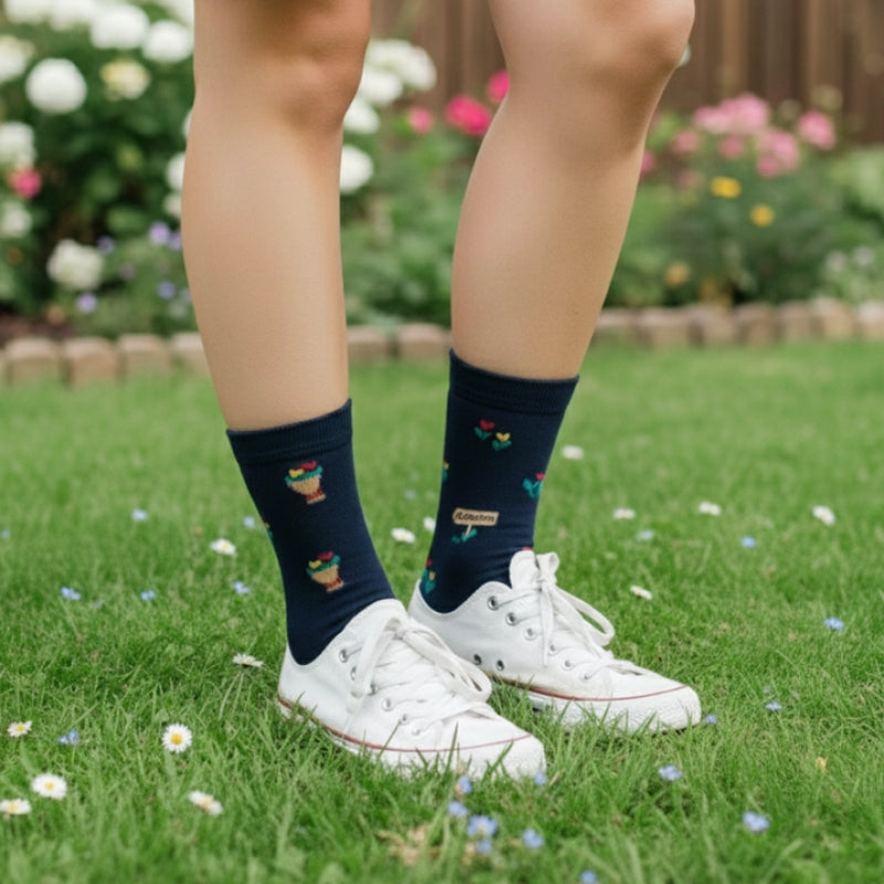 Friday Sock Co. Chaussettes Dépareillées à Motifs de Tulipes pour Femme