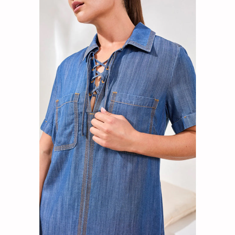 Robe chemise Tribal Popover à lacets