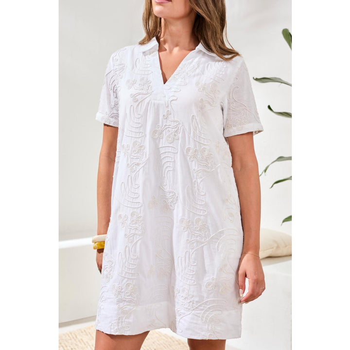 Robe tunique à manches courtes et col en V Tribal