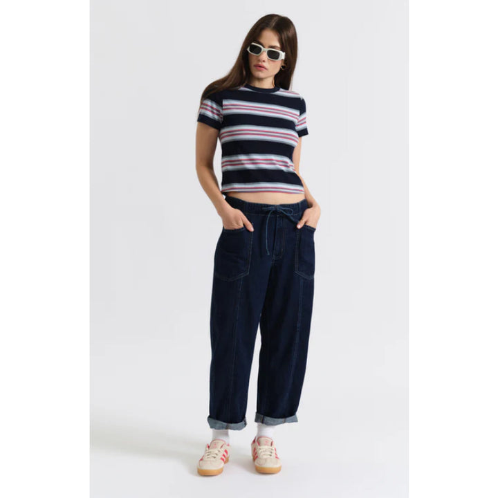 Daze Denim Villa Pantalon tonneau à cordon de serrage - Blue Mood