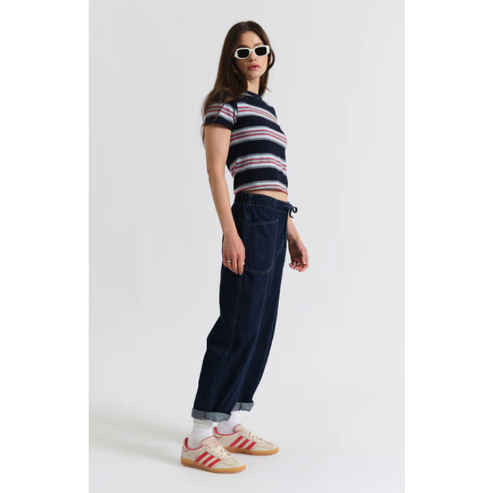 Daze Denim Villa Pantalon tonneau à cordon de serrage - Blue Mood