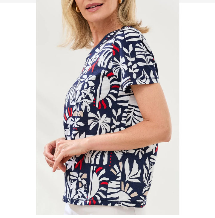 Haut ras-du-cou en tricot flammé à imprimé tribal