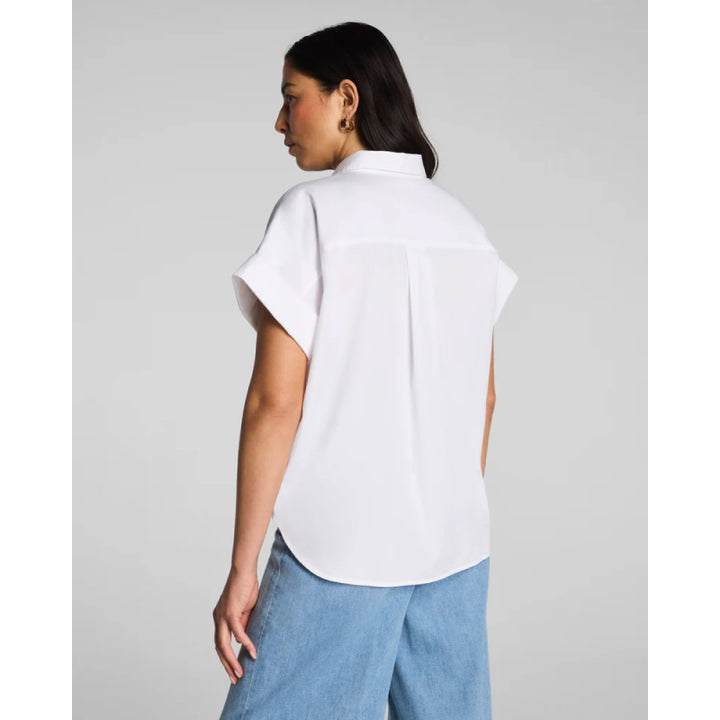 SPANX® Poplin Oversized Short Sleeve Button Down