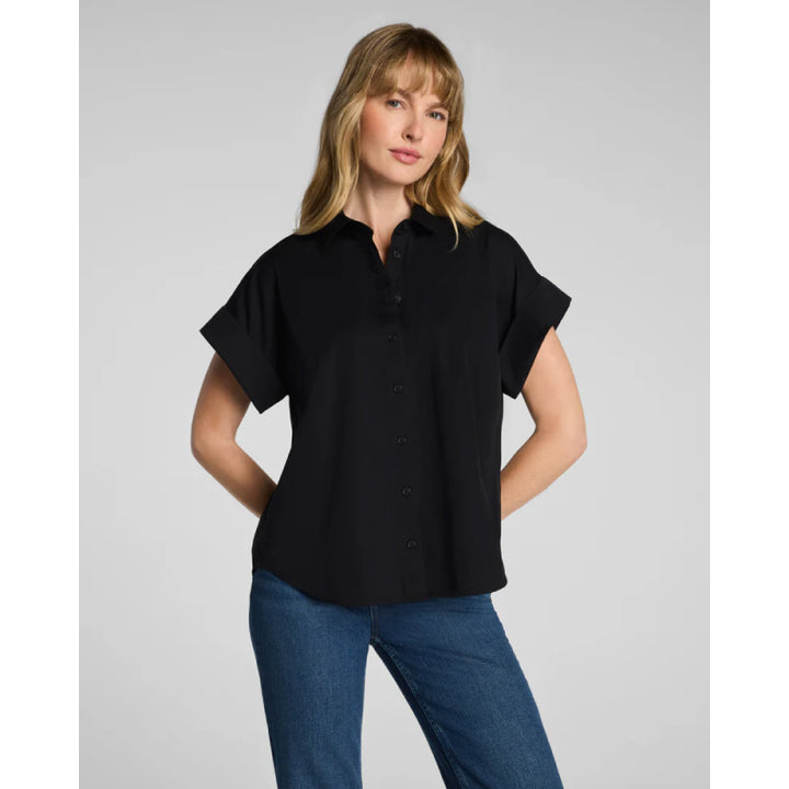 SPANX® Poplin Oversized Short Sleeve Button Down