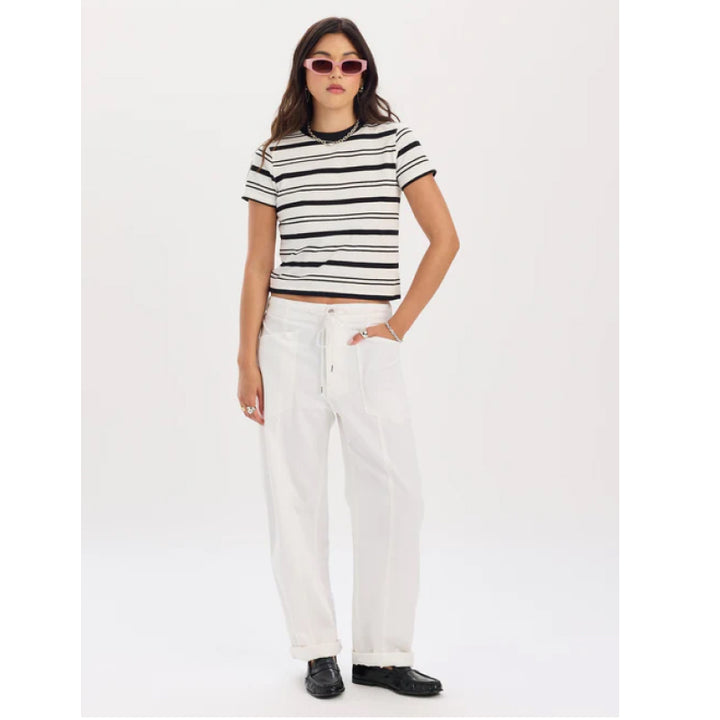 Daze Denim Villa Drawstring Barrel Leg Pant - Lamb