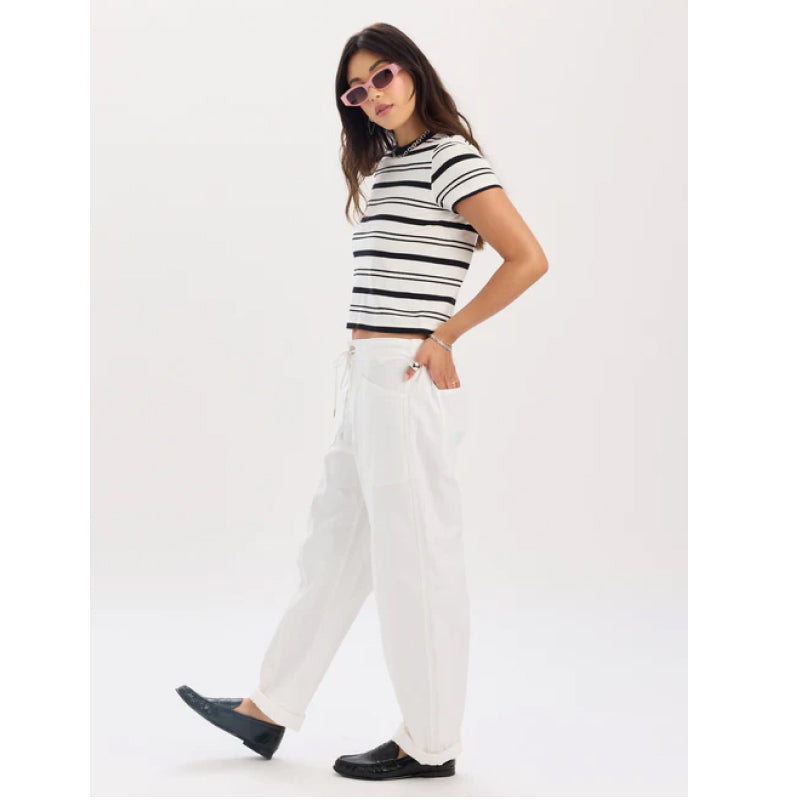 Daze Denim Villa Drawstring Barrel Leg Pant - Lamb