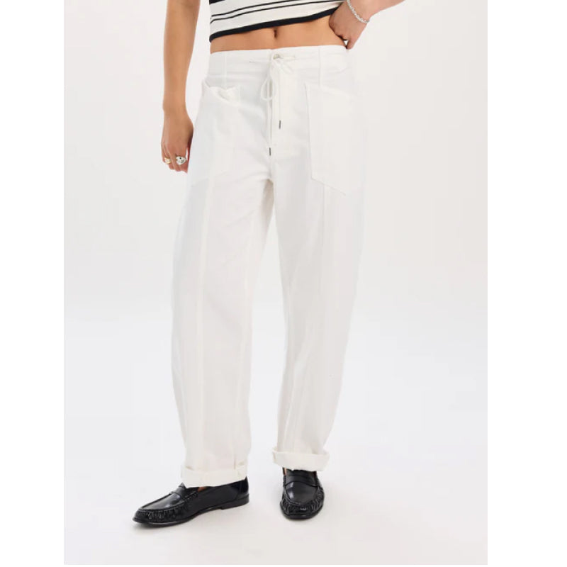 Daze Denim Villa Drawstring Barrel Leg Pant - Lamb