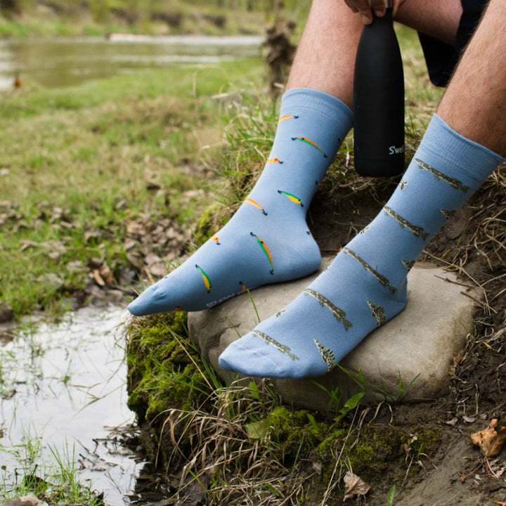 Friday Sock Co. Chaussettes pour Homme Poissons et Leurres de Pêche