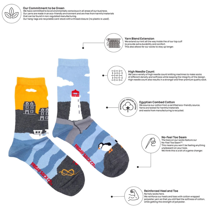 Friday Sock Co. - Chaussettes paysages de la côte est canadienne pour femmes