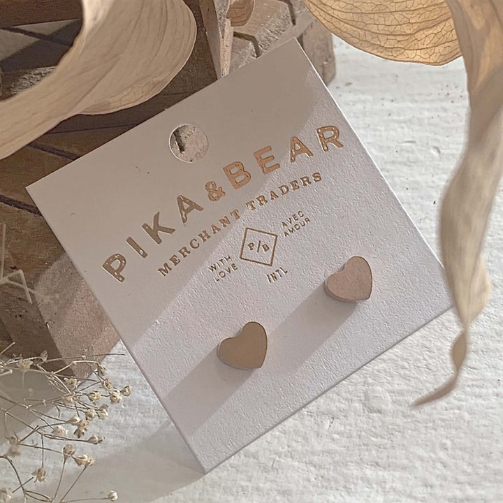 Boucles d'oreilles clous cœur Pika & Bear "Total Eclipse of the Heart"