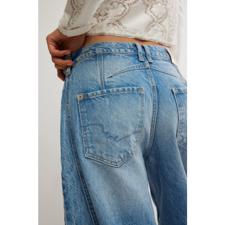 Free People Good Luck Jean Coupe Droite Taille Mi-Haute - Ultra Light Beam
