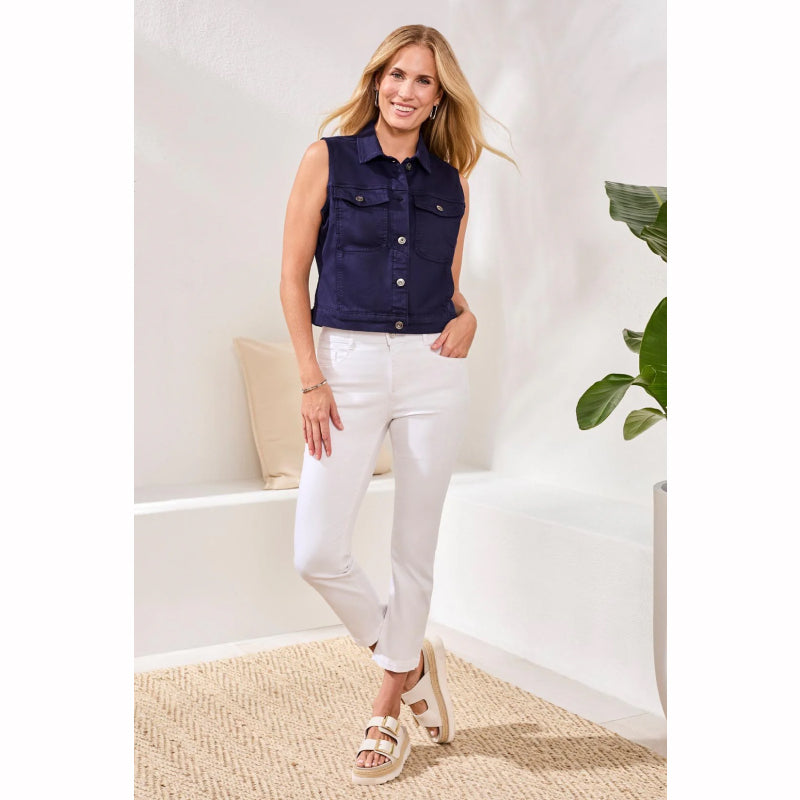 Jean droit court en denim extensible sans limites Tribal Audrey