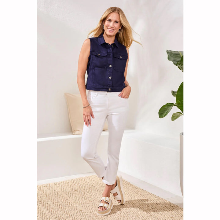 Jean droit court en denim extensible sans limites Tribal Audrey