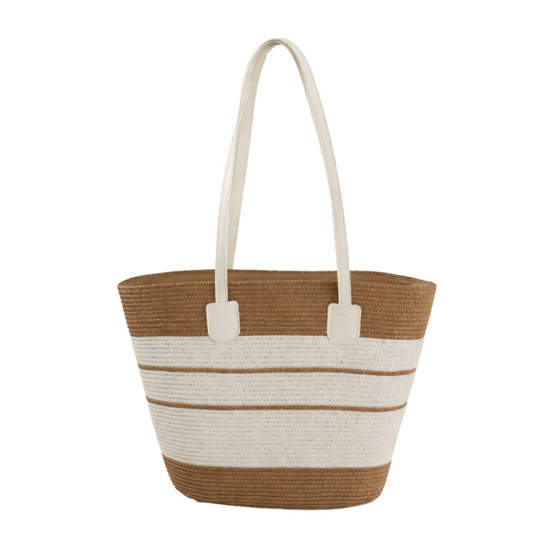 Sac de plage en paille rayé Essentials « Take It Outside »