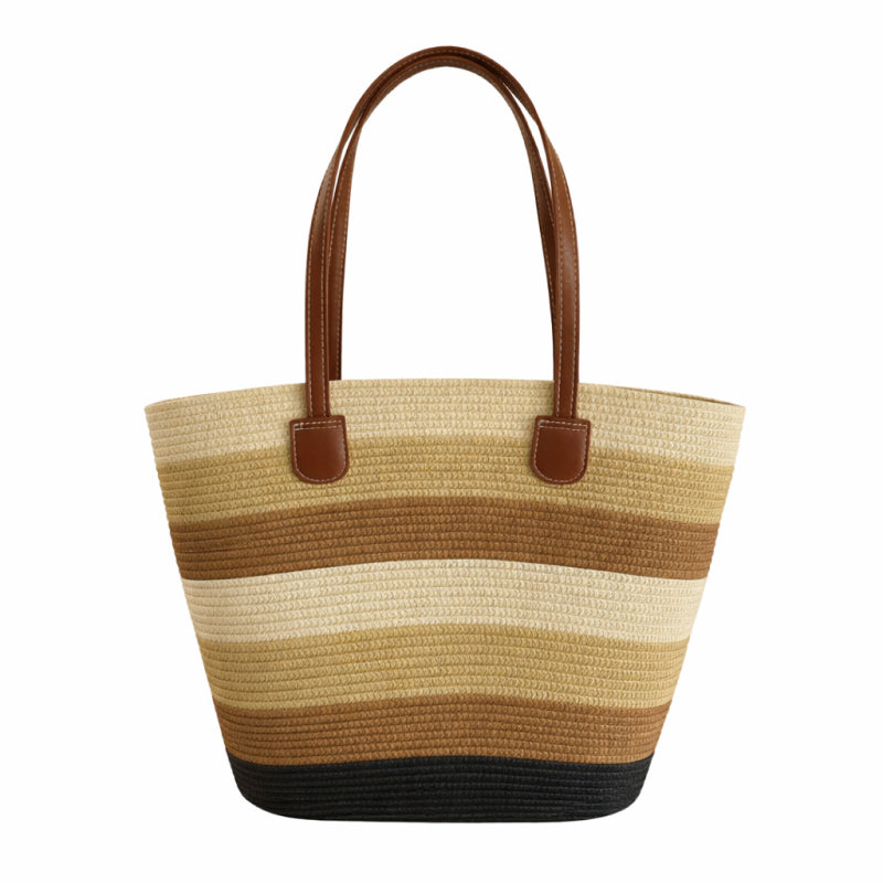 Sac de plage en paille rayé Essentials « Take It Outside »